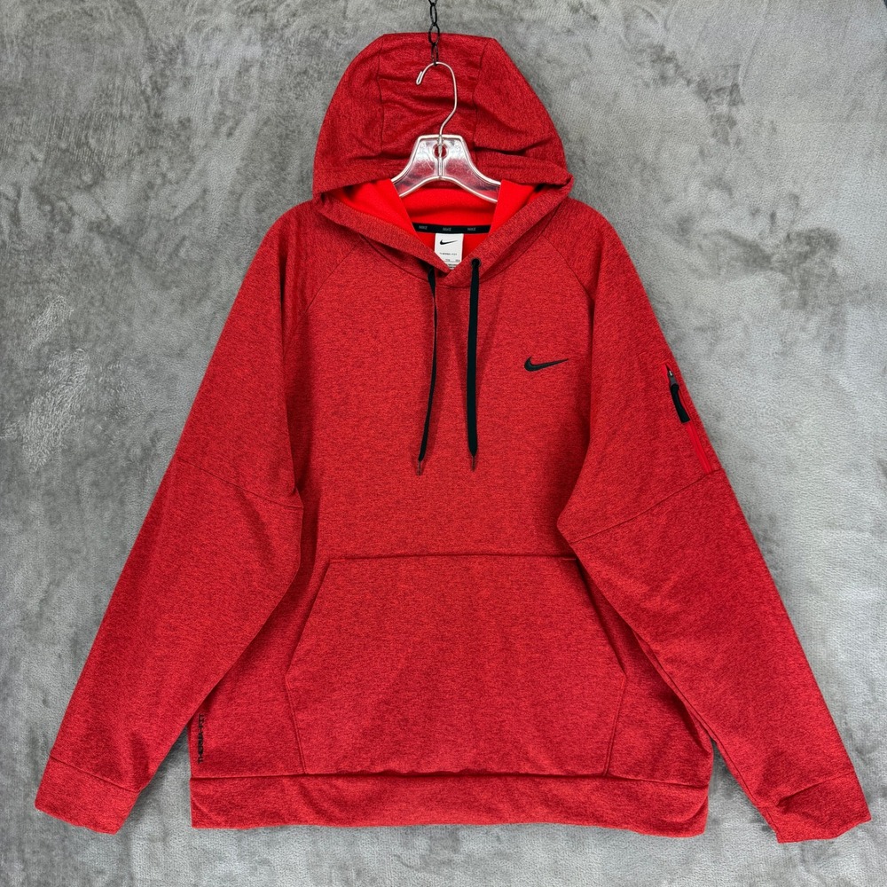 Nike Hoodie Mens XXL Therma-FIT Pullover Red Sleeve Pocket DQ4834-677 EUC